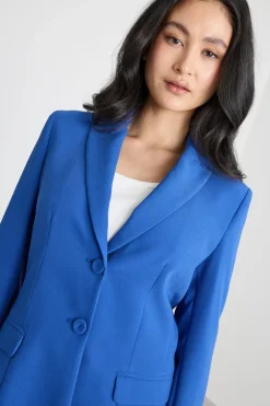Blazer in raso dal finish opaco - Blu