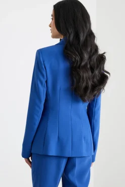 Blazer in raso dal finish opaco - Blu
