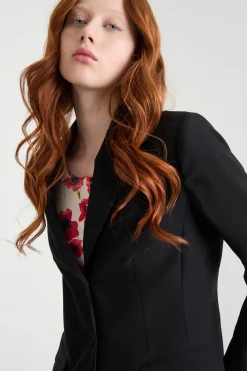 Blazer in raso dal finish opaco - Nero