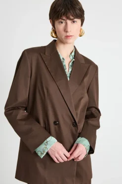 Blazer in raso - Marrone