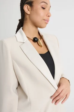 Blazer in raso opaco - Beige