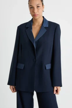Blazer in raso opaco - Blu