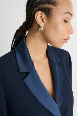 Blazer in raso opaco - Blu