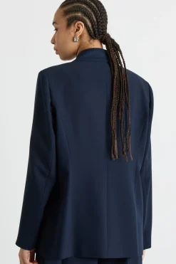 Blazer in raso opaco - Blu