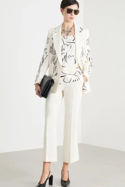 Blazer in raso stampato - Bianco
