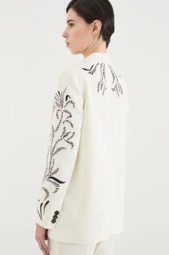 Blazer in raso stampato - Bianco