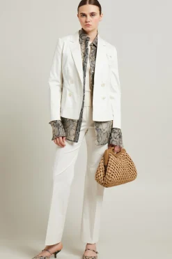 Blazer in raso stampato - Bianco