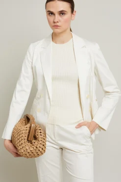 Blazer in raso stampato - Bianco