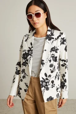 Blazer in raso stampato - Bianco Nero