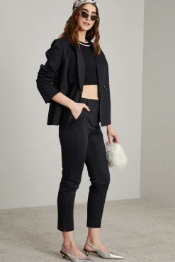 Blazer in raso stampato - Nero