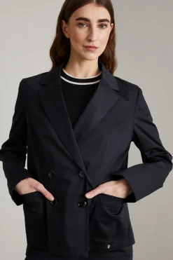 Blazer in raso stampato - Nero
