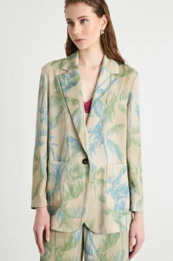 Blazer in raso - Verde Beige