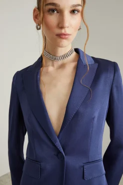 Blazer in satin - Blu