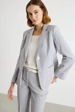 Blazer in seersucker - Blu Bianco