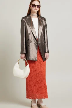 Blazer in seta lamè - Marrone
