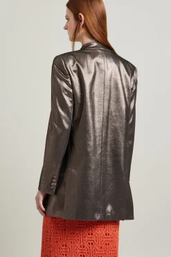 Blazer in seta lamè - Marrone