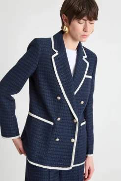 Blazer in stuoia - Blu