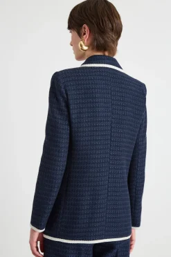 Blazer in stuoia - Blu