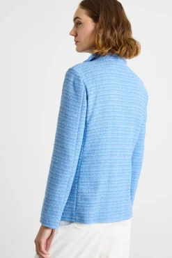 Blazer in stuoia tweed - Azzurro