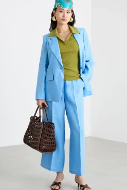 Blazer in tela - Azzurro