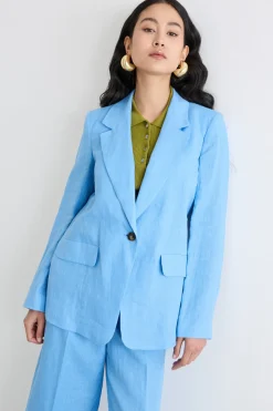 Blazer in tela - Azzurro