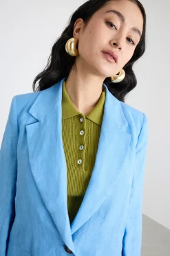 Blazer in tela - Azzurro