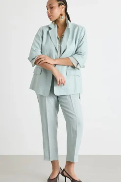 Blazer in tela con maniche a tre quarti - Verde