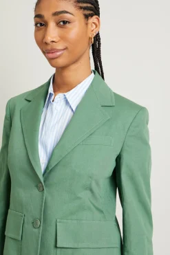 Blazer in tela di lino - Verde