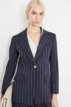 Blazer in tessuto natté - Blu