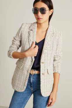 Blazer in tweed lamè - Avorio