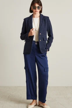 Blazer in tweed lamè - Blu Notte