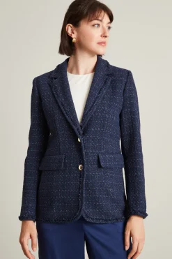 Blazer in tweed lamè - Blu Notte