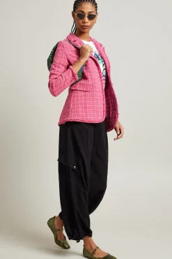 Blazer in tweed lamè - Fuxia
