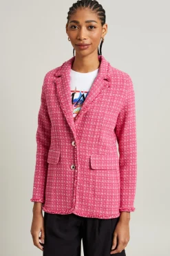 Blazer in tweed lamè - Fuxia
