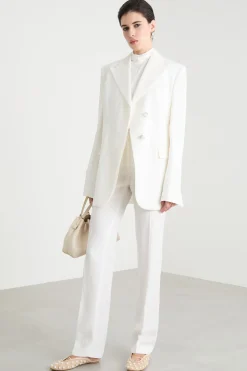 Blazer in twill con rever a lancia - Bianco