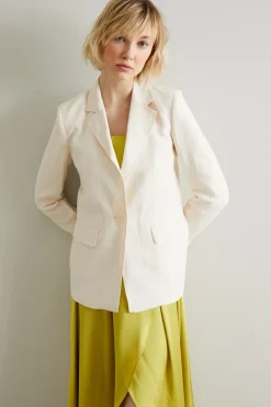 Blazer in twill di lino - Bianco
