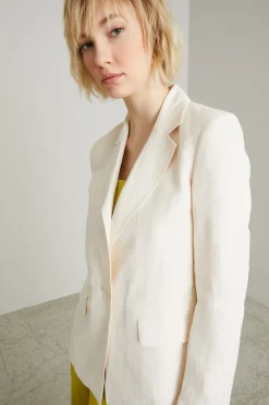 Blazer in twill di lino - Bianco