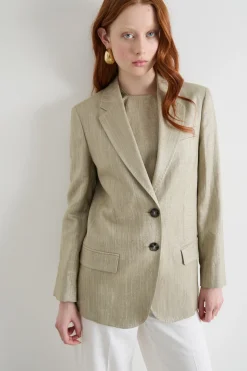 Blazer in twill laminato - Verde