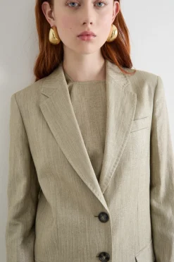Blazer in twill laminato - Verde