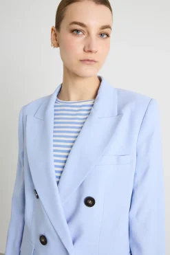 Blazer in twill stretch - Azzurro