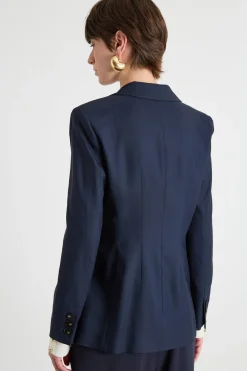 Blazer in twill stretch - Blu