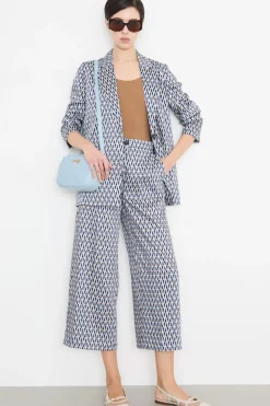Blazer in twill tecnico stampato - Blu Beige Azzurro