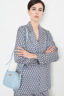 Blazer in twill tecnico stampato - Blu Beige Azzurro