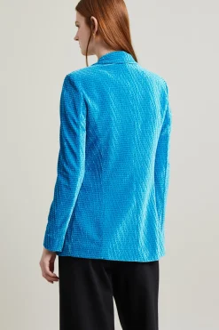 Blazer in veeluto texturizzato - Azzurro