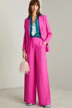 Blazer in viscosa e lino - Fuxia