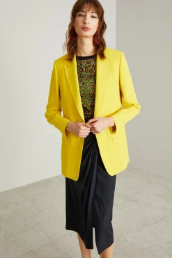 Blazer in viscosa e lino - Giallo Sole