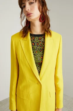 Blazer in viscosa e lino - Giallo Sole