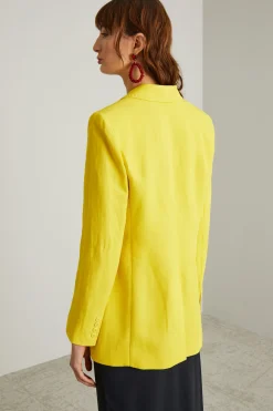 Blazer in viscosa e lino - Giallo Sole