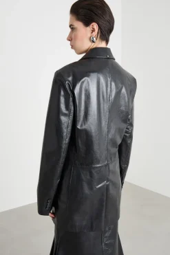 Blazer lucido con cintura - Nero