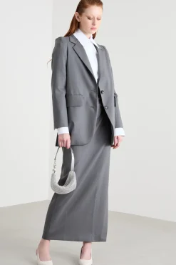 Blazer lungo con tasche - Grigio